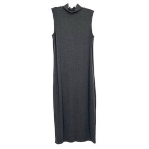 Cynthia Roley Gray Mock Neck Sleeveless Jersey Shirt Dress